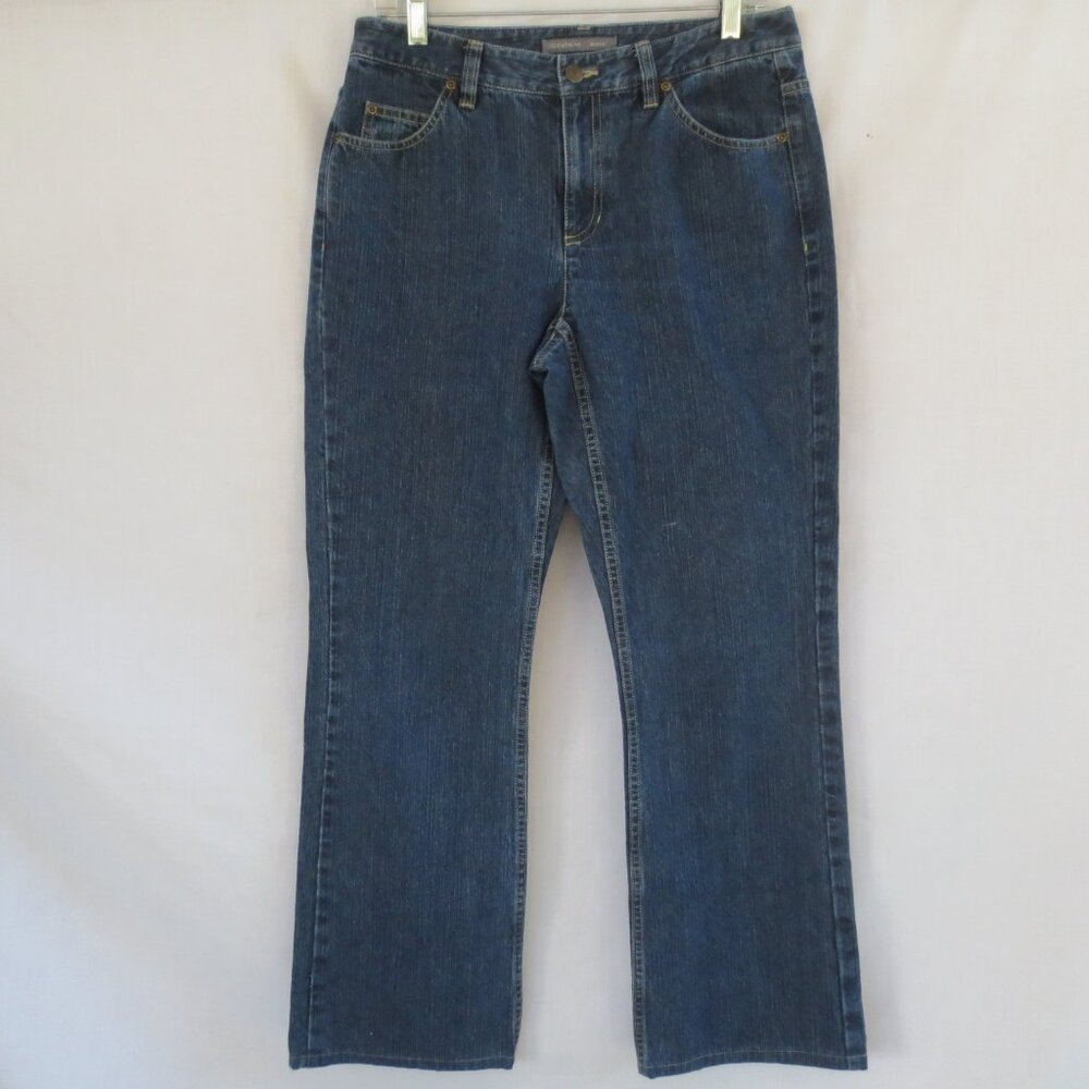 New Liz Claiborne Dark Wash 100% Cotton High Waist Bling Bootcut Ankle Jeans 8